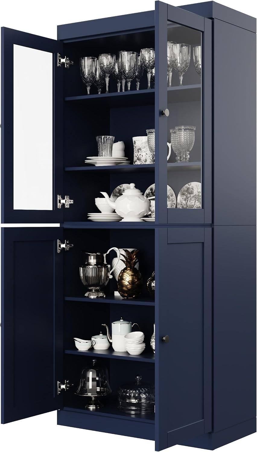 Palace Imports Solid Wood Tall Pantry Cabinet – 71.5" H x 32" W – N...