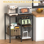 OGEMXU Kitchen Microwave Stand,4-Tier Adjustable Bakers Rack, Microwave Cart with Storage, Small Coffee Bar Table Appliance Shelf for Living Room,Office,Rustic Brown