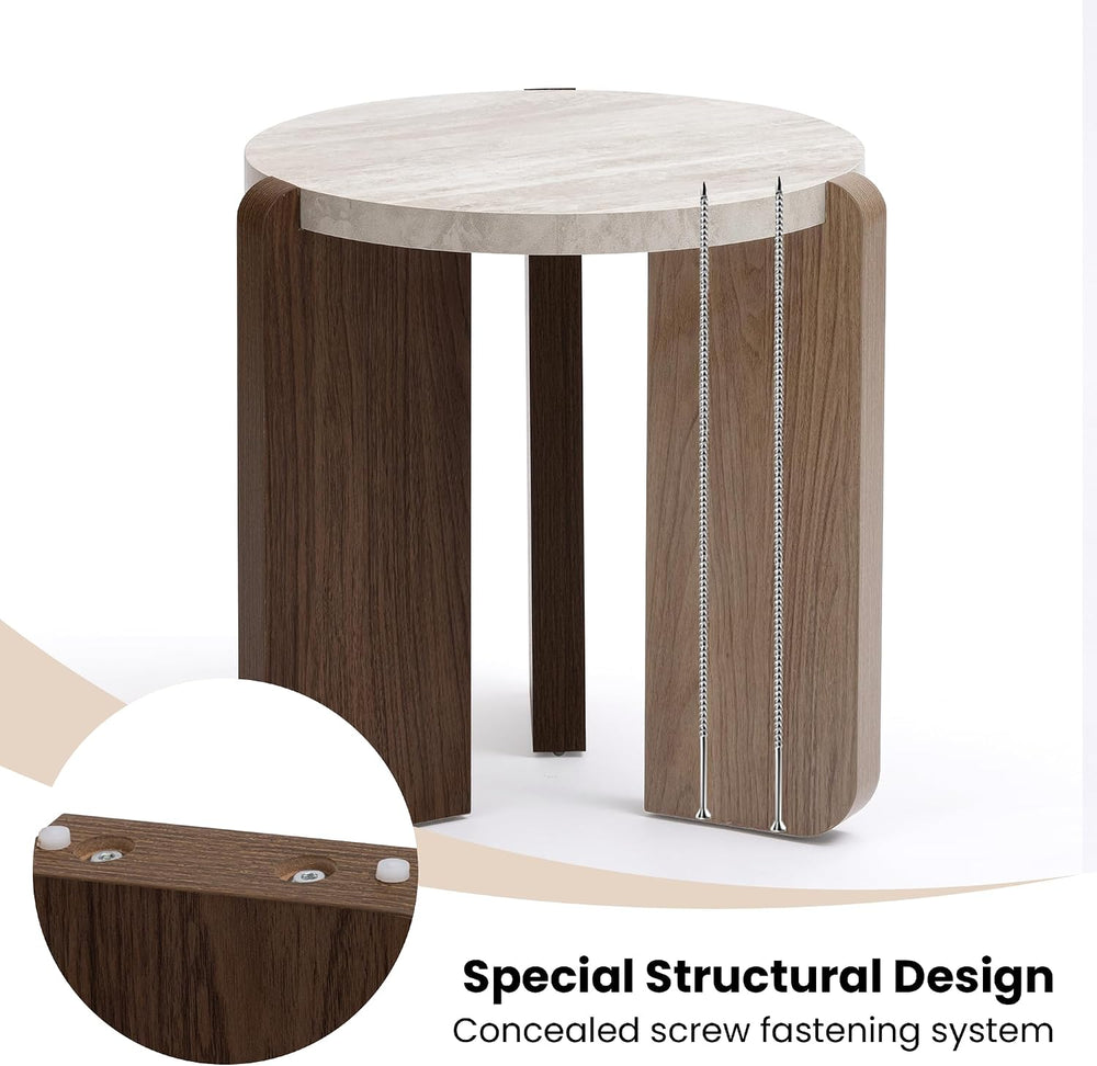 SUNBURY Side Table, Small Round End Table with 3 Legs, Nightstand for Small S...