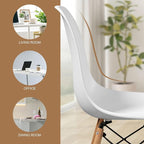 SUPER DEAL Modern Dining Chairs Set of 4 Plastic DSW Shell Lounge Chair Mid Century Side Chairs with Solid Wood Legs for Living Room, Kitchen, Dinning Room, Bedroom, White