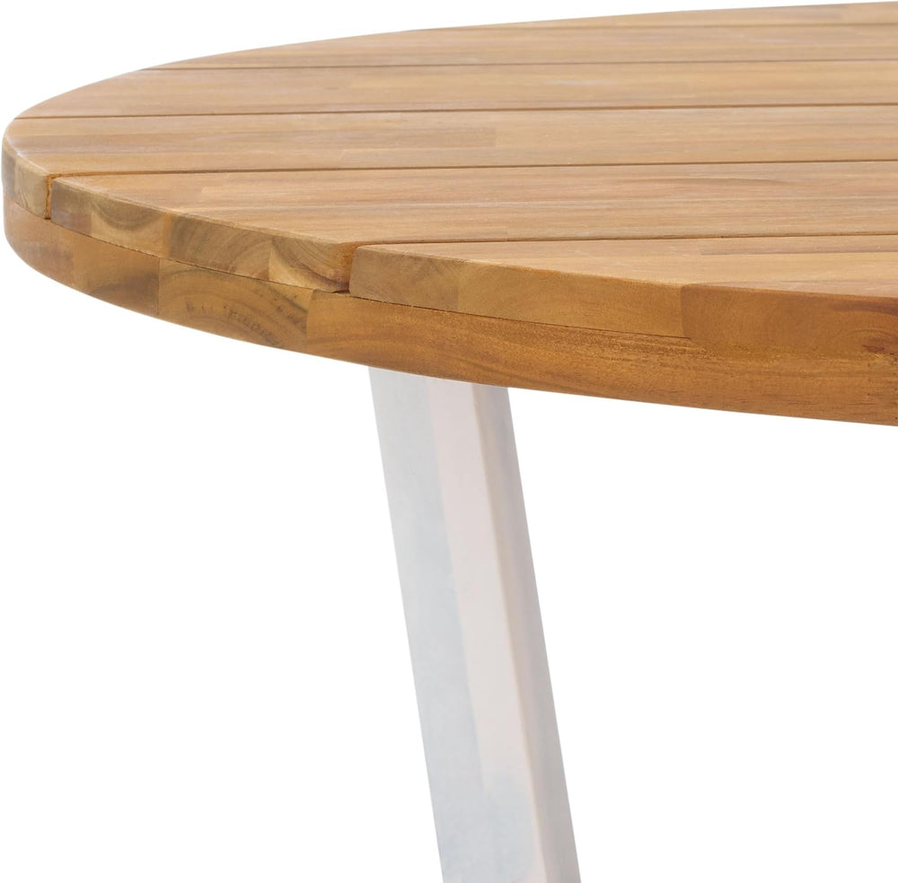 SAFAVIEH Outdoor Leo Wood Coffee Table, 39.4" Natural/White PAT7319A
