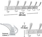 SKOLOO Coat Rack Wall Mounted - 6 Hooks, Pack of 2, Heavy Duty, Stainless Steel, Metal Wall Hanger, Sturdy Coat Hooks for Hanging Coats, Jacket, Clothes, Hat, Cold Light Silver