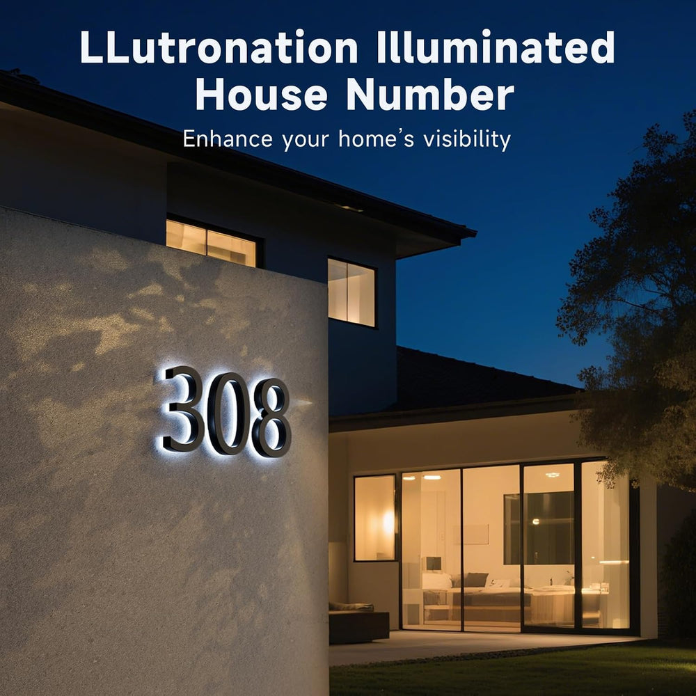 9 Inch Backlit House Numbers for Outside, Stainless Steel