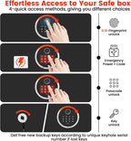 0.5 Cuft Biometric Safe Box with Fireproof Waterproof Bag, Anti-Theft Dual Alerts, Mute Mode, Digital Security for Business