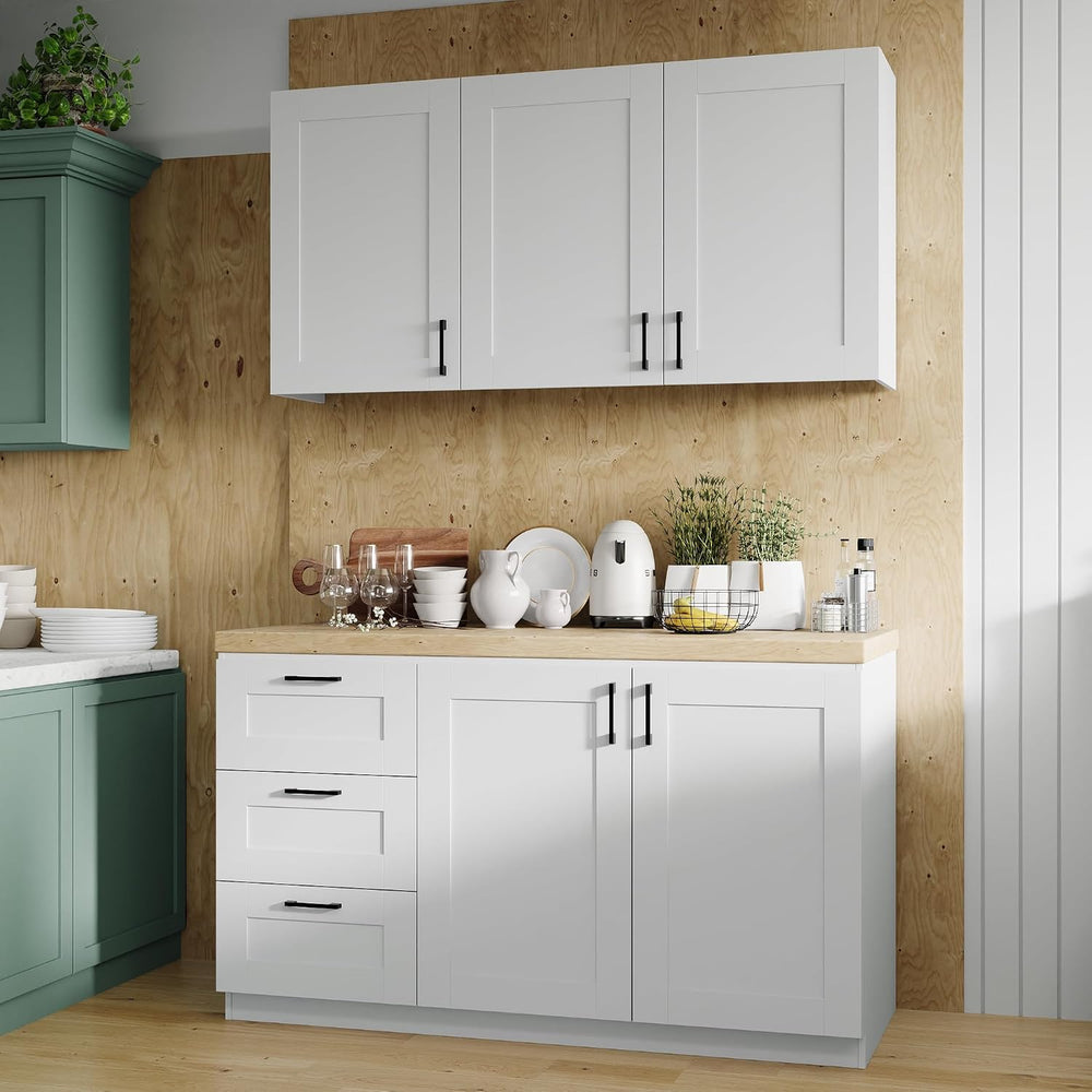 Homsee 60" W Modular Kitchen Pantry with Wall Cabinet, DIY Kitchen Cabin...