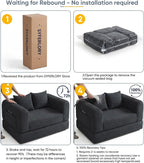 Versatile 2 in 1 Boneless Armchair Chaise Lounge Chair Indoor, Convertible Sleeper Chairs Couch Folding Sofa Bed Oversized Comfy Futon Floor Sofa BeanBag for Reading Nook Living Room Bedroom