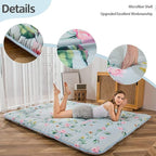 MAXYOYO Japanese Floor Mattress Futon Mattress, 4" Thicken Tatami Mat Sleeping Pad Foldable Roll Up Mat Boys Girls Dormitory Pad Kids Floor Lounger Pillow Bed, Charcoal Grey, Queen Size