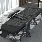 Padded Lounge Chair Wider Armrest Adjustable Portable Recliner with Head Support Bar Support 150KG Progress