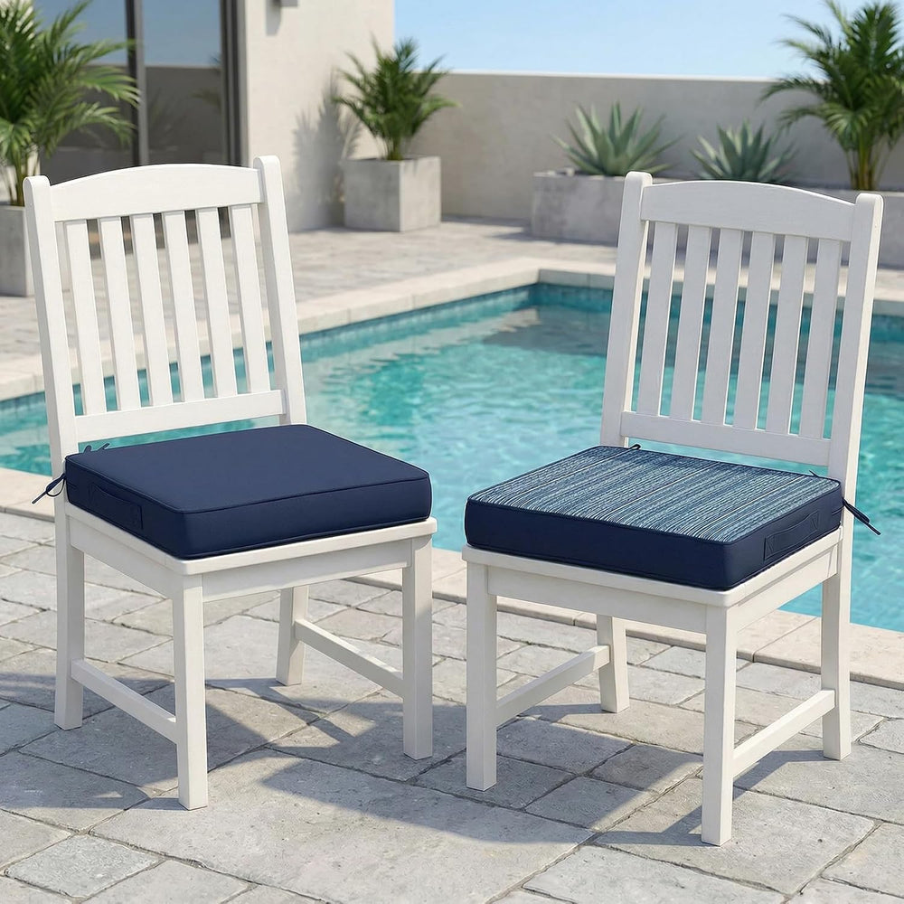 Amagenix 19x19x3 Inch Outdoor Chair Cushions Set of 2 Navy Blue