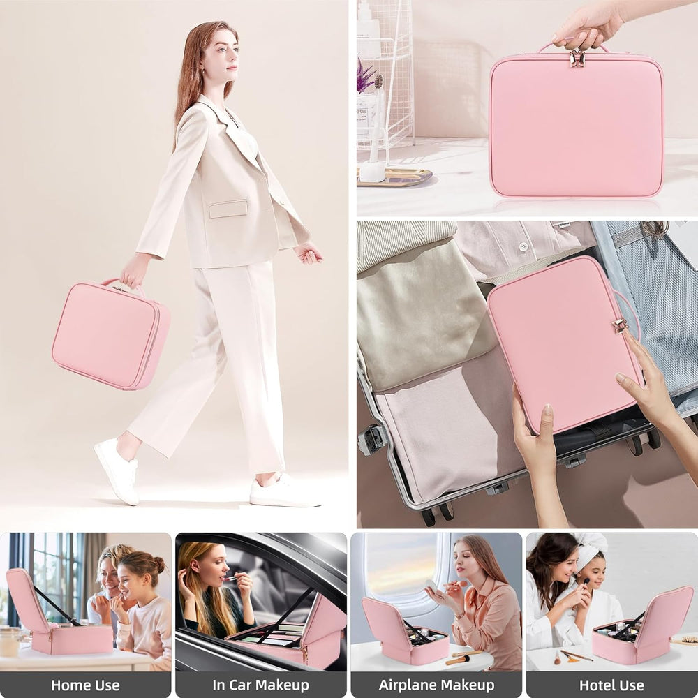 Makeup Case with Mirror and Lights, Travel Makeup Bag with Lighted Mirror, Ma...