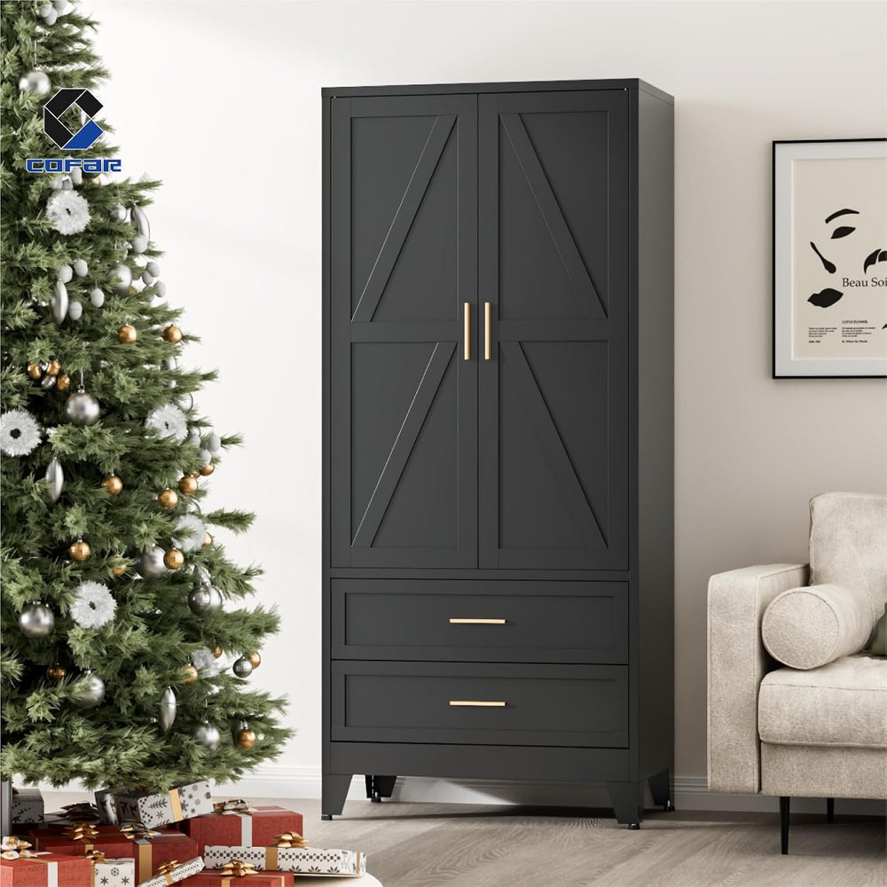 COFaR Armoire Wardrobe Closet with Drawers & Hanging Rod, 71'' Me...