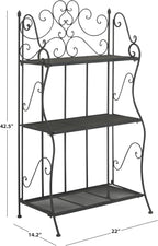 SAFAVIEH Outdoor Collection Torus Victorian Scroll Antique Black 3-Tier Shelf (Fully Assembled)