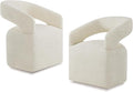 Upholstered Dining Chairs with Casters, Modern Barrel Side Armchair with Rollers for Dining Room, Bedroom, Kitchen, Reading Room, Cream Beige, Set of 2