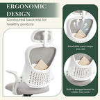 Ergonomic Office Chair, Comfy Desk Chair with Wheels, Adjustable Headrests, Flip-Up Armrests, Breathable Mesh High-Back, Comfortable Swivel Seating for Home Computer, Grey