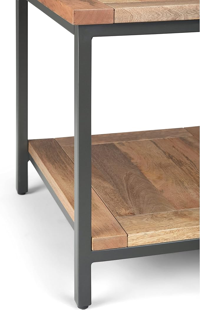 SIMPLIHOME Skyler SOLID MANGO WOOD and Metal 22 inch Wide Square Industrial E...