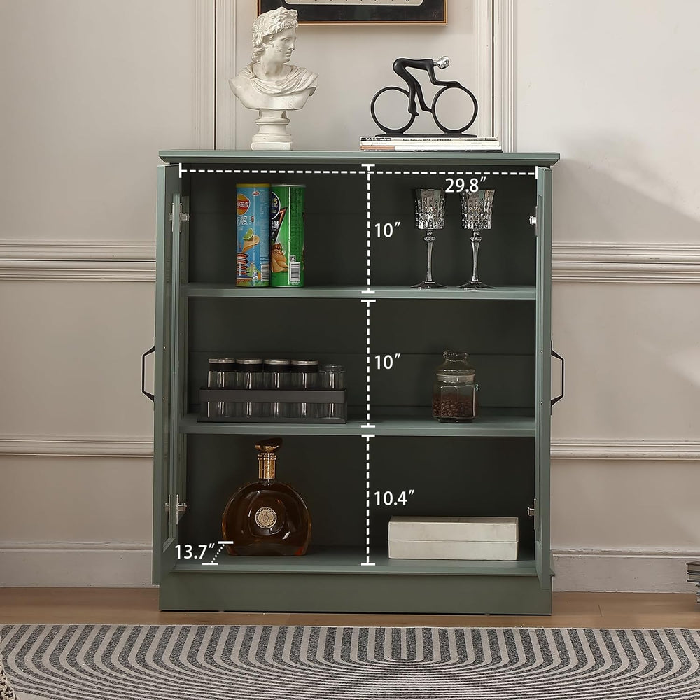 FOREST GRAVITY 31.5'' Small Display Buffet Cabinet with Glass Doors f...