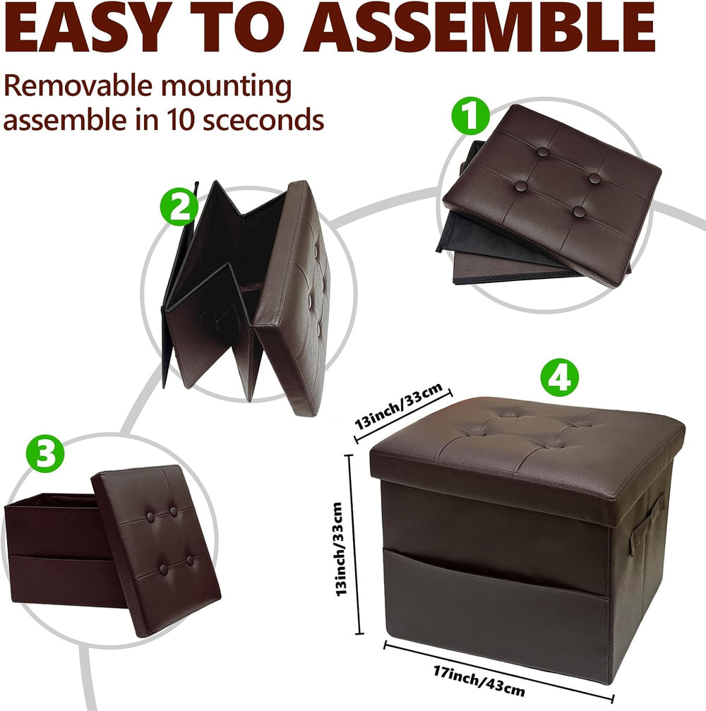 ALASDO Storage Ottoman Footrest Stool Small Ottoman with Storage Foldable Ott...