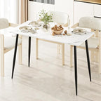 Garden 4 you Wood Dining Table for 4-6 People, Modern Rectangular Indoor Dinner Table, 47" Metal Frame Kitchen Table with Legs for Kitchen, Dining Room, Living Room, White