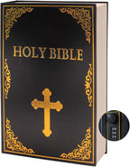 Leather Book Safe (Size 10.79"×7.72"×1.97") Real Paper Secret for Jewelry, Money and Cash, Diversion Book Safe,Hollow with Hidden, Combination Lock (L, Bible-Combination)