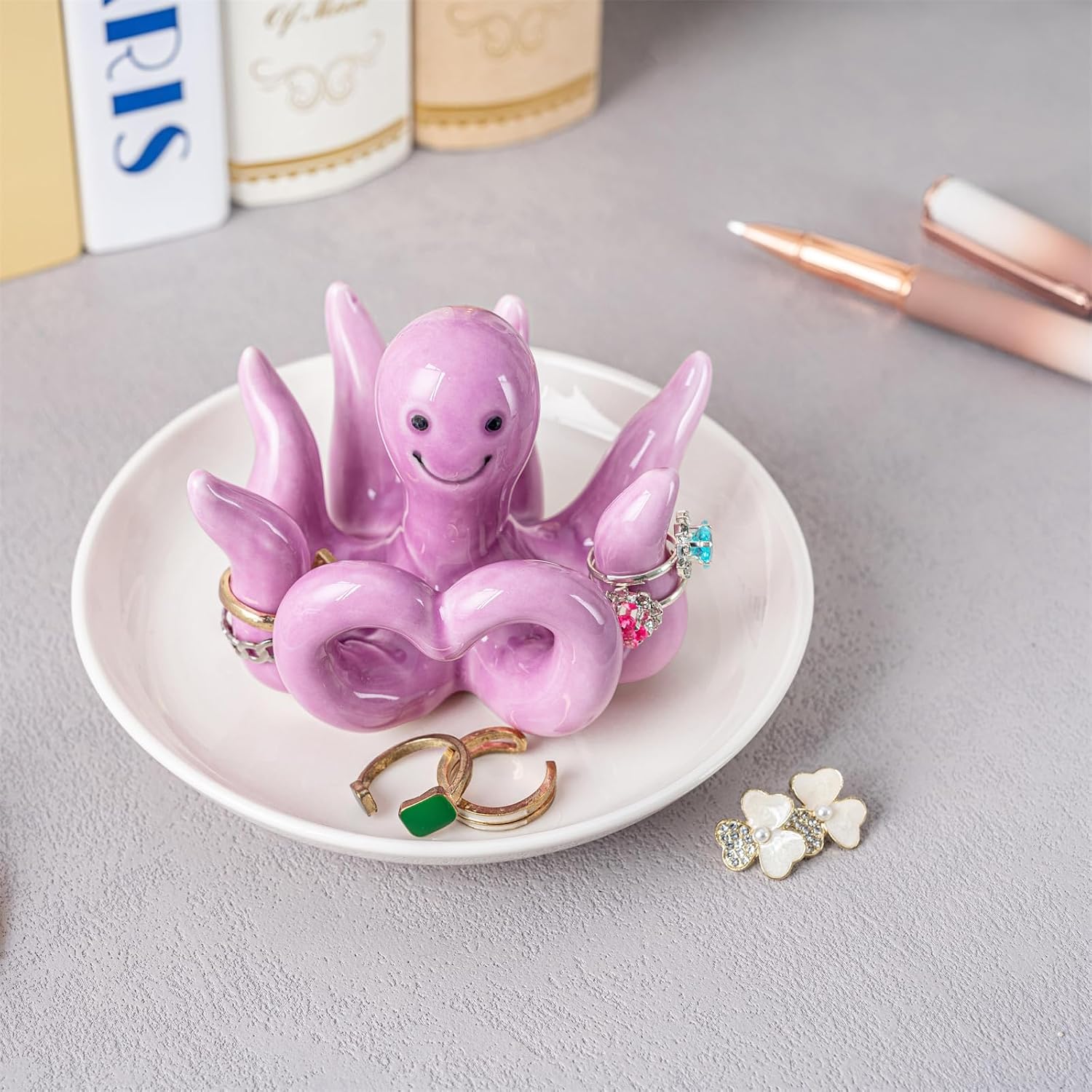 Octopus Ring Holder Jewelry Dish, Preppy Room Decor Jewelry Holder Trinket Dish, Octopus Gifts for Women Birthday Christmas
