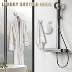 Suction Cup Hooks for Shower No-Drill Bathroom Hooks for Towels, Robes, Loofah Mountable on Bathroom Walls, Kitchen, Glass, Mirrors, Tile and Smooth,Non-Porous Surfaces (2, Milk White)
