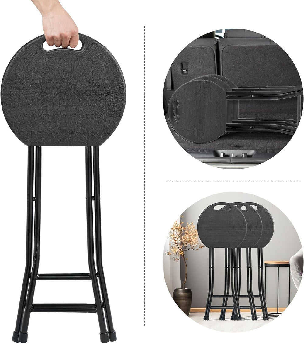 COOZMENT 24-Inch Folding Stool with Handle, Folding Bar Stool with Non-Slip F...