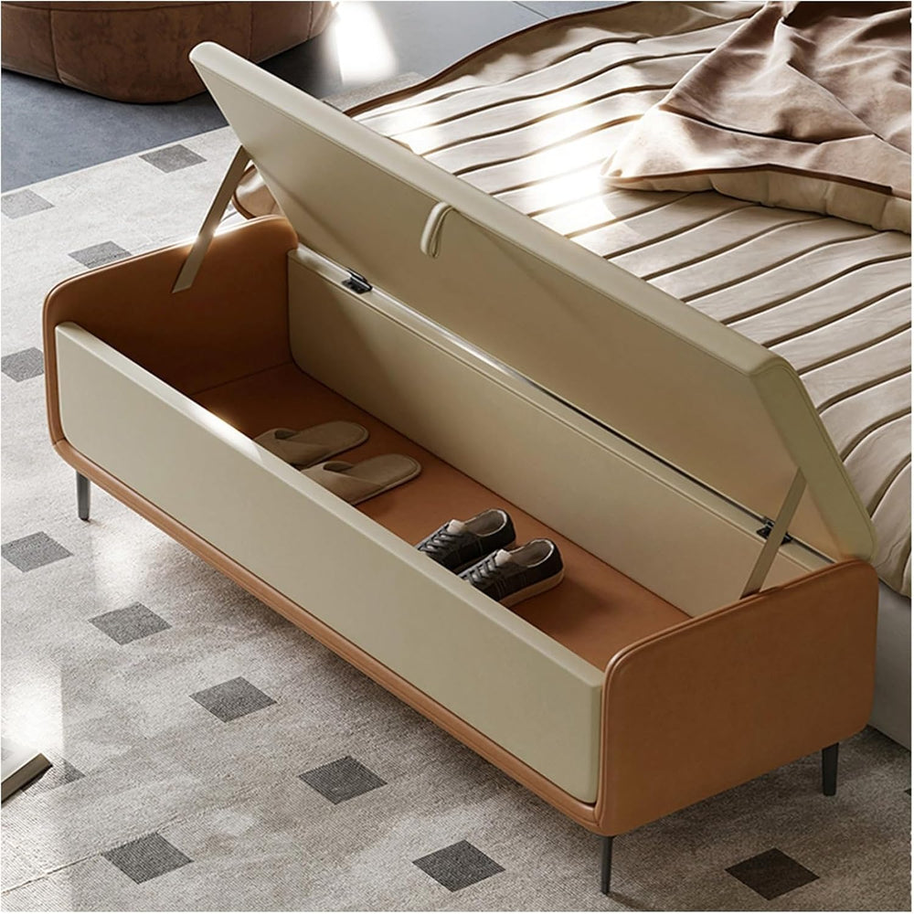 Modern Modern Faux Leather Storage Ottoman Bench with Metal Base,Upholstered ...