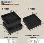 Simple Houseware Sock Drawer Organizer for Dresser/Closet/Bedroom, 3 Pack, Black