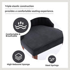 Linen Dining Chairs Set of 4，Fabric Channel Tufted Kitchen Chairs, Upholstered Accent Chairs with Curved Solid Wood Legs, Comfortable Dining Chair for Dining Room, (Black, 4pc)