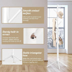 Wooden Coat Rack Freestanding with 8 Hooks,Easy Assembly New Zealand Pine Tree Coat Racks, 3 Adjustable Sizes for Clothes, Hats, Bags, for Entryway, Hallway, Bedroom, Office (White, 1 PC)