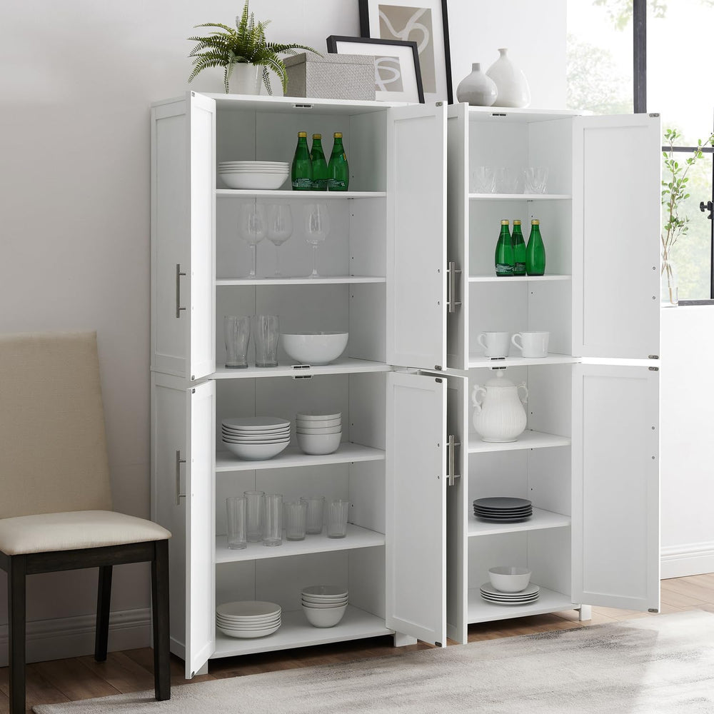 Maykoosh Pantry Cabinet Set of 2 - Tall Kitchen Storage Organizer - White Finish