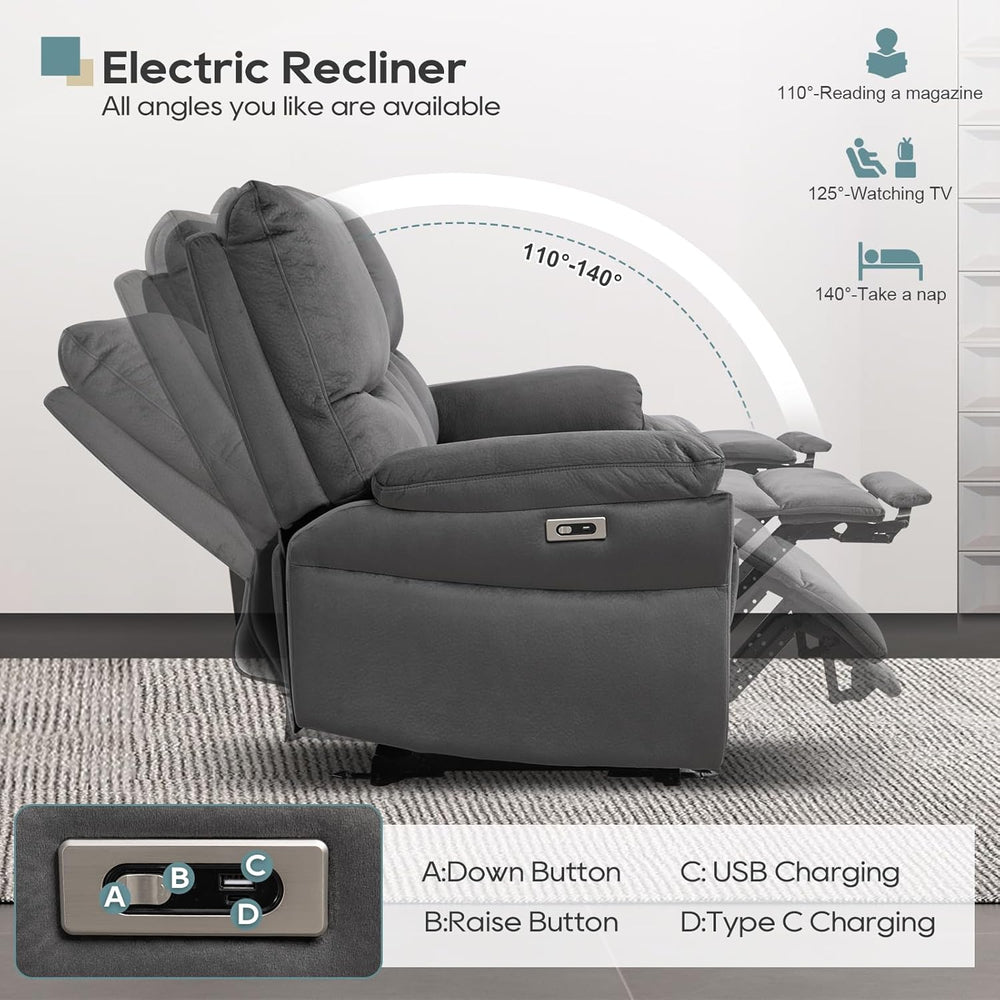 Reclining Sofa, Power Reclining Sofa with Drop-Down Table & Cup Holders, ...