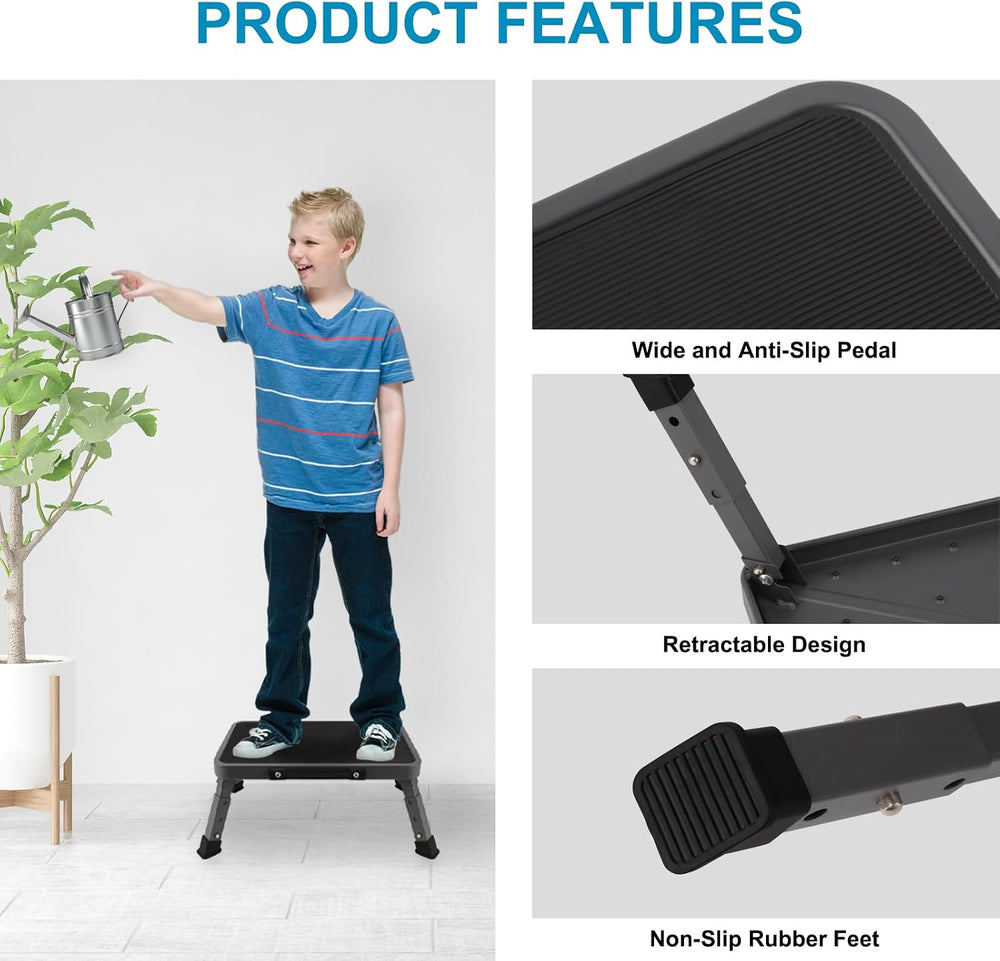 Valeo Folding Step Stool, Adjustable Step Stool with Non-Slip Platform, 330 L...