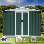 8' x 6' Outdoor Metal Storage Shed Outdoor Shed Galvanized Steel Garden Shed with Sliding Door and Window for Ventilation Storage Sheds House for Backyard Garden（Green）