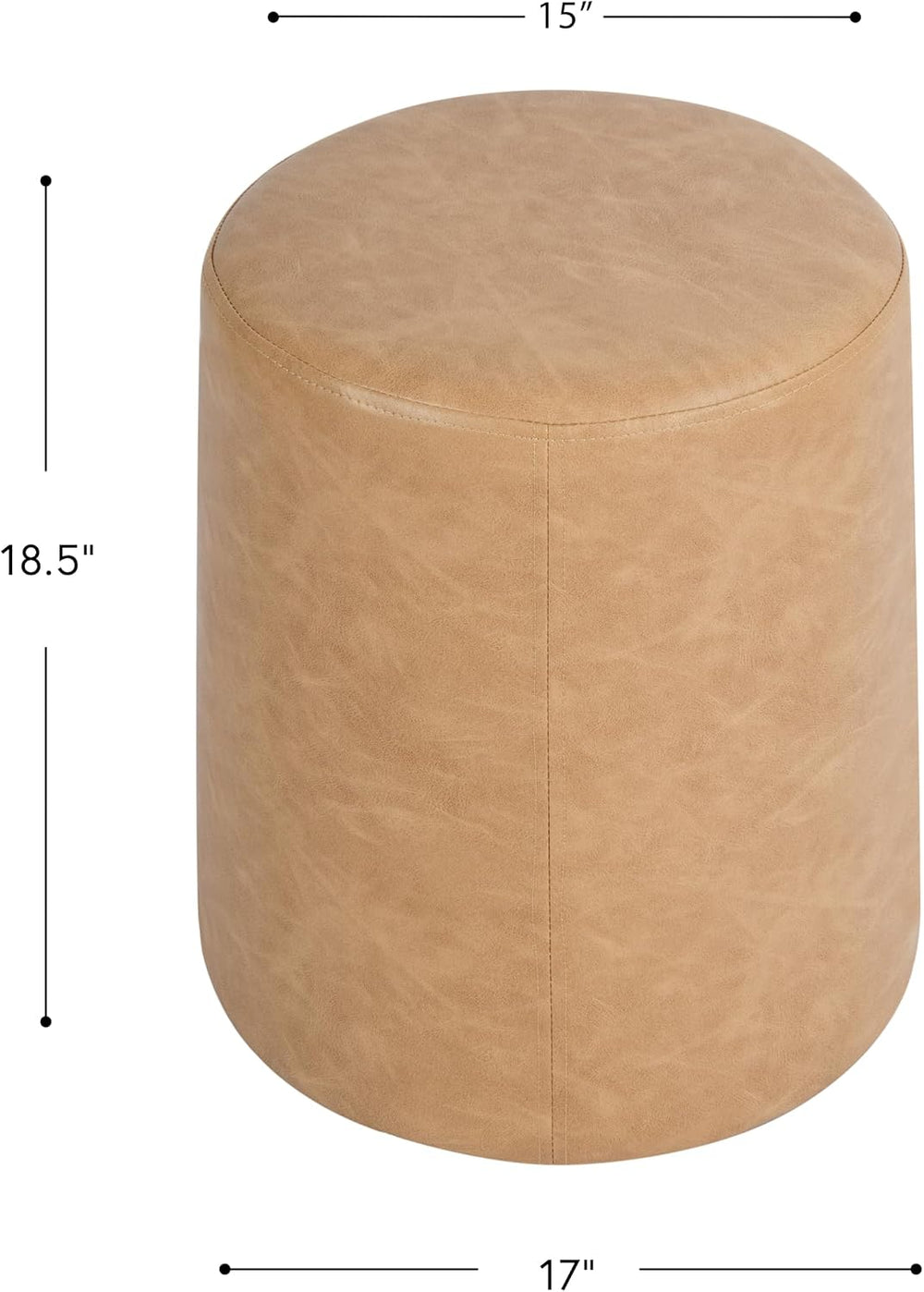 HomePop 17" Organic Shape Ottoman - Sand Faux Leather