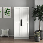 62.99" Freestanding Kitchen Pantry Cabinet, Multifunctional Storage Buffet with Shelves & Doors, Versatile Pantry Organizer for Kitchen, Dining Room or Living Room, Particle Board Construction, White