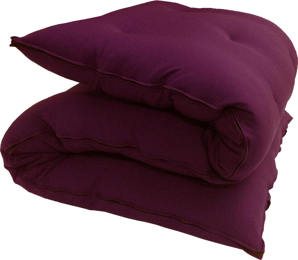 Burgundy Full Size Traditional Japanese Floor Futon Mattresses, Foldable Cushion Mats, Yoga, Meditaion 54" Wide X 80" Long