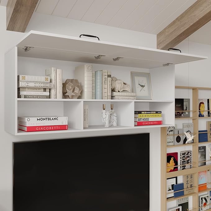 2 Piece Entertainment Center with Storage, Includes 70" TV Stand with Shelves & Drawes, Wall Display Cabinet, Modern TV Console for Living Room, White (Modern White)
