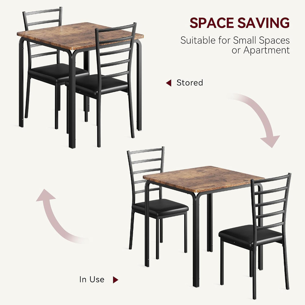 GarveeHome 3-Piece Kitchen Dining Room Table Chair Set for Small Space, Indoo...