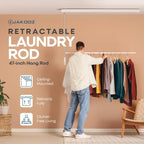 Retractable Ceiling Mounted Clothes Drying Rack for Clothing – 52.4" Pull-Down Laundry Rod Clothes Hanger Space Saving Design for Apartments & Indoor Air Drying – Ceiling Hanging Laundry Rack