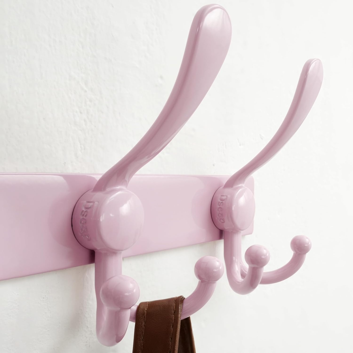 Dseap MaxStrong 2.0 Coat Rack Wall - 37” Long 10 Tri Hooks - Ultra Heavy-Duty Stainless Steel Wall Mount Coat Hanger, Hook Rail for Clothes Hats Jacket Towels Pink