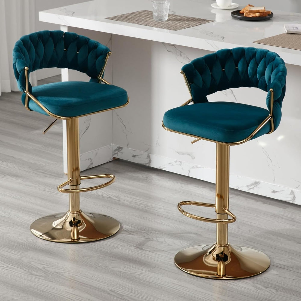 DUOMAY Woven Swivel Bar Stools Set of 4 - Modern Height Adjustable Bar Stools...
