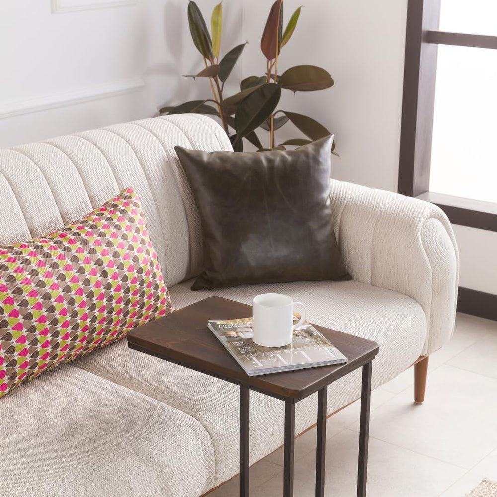 C-Shaped Handmade Solid Wood End Table, Side Table for Couches, Sofa Tables S...