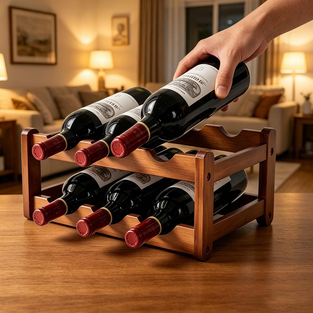 Wine Rack Countertop, 2 Tier Wine Rack 6 Bottle Wine Racks for Wine Bottles Storage Display,Free Standing Floor Wine Racks Countertop Wine Holder Bottle Rack Wine Storage Cabinet Shelf (2 Tier)