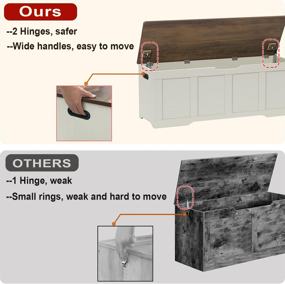 Timberer 47.2" Storage Chest, Extra Large Storage Trunk with 2 Safety Hi...