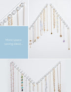 Mymazn 2 Pack Acrylic Necklaces Holder Hanging Jewelry Organizer Wall Mounted Necklace Hangers with 12 Hooks, Clear Jewelry Hangers for Necklace Organizer for Girls Women, Necklace Hooks for Wall