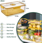 CottonColors Fridge Organizer, Food Storage Containers With Lids for Timer & Drain Board Stackable Refrigerator Organizers and Storage（Tall, Large, 4.5 L）