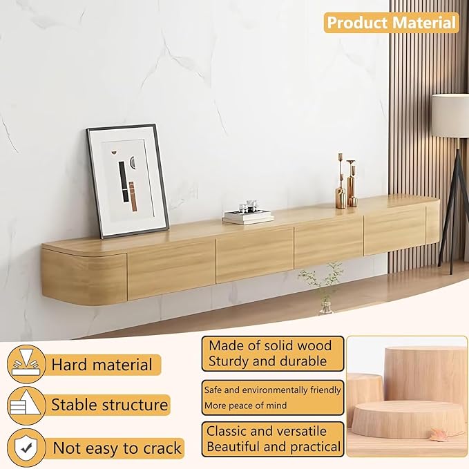 Floating TV Stand with Drawers, Pre-Assembled Wall Mounted TV Console, Modern...
