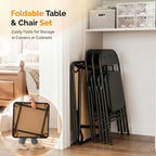 VINGLI 5-Piece Padded Folding Card Table and Chairs Set, Black