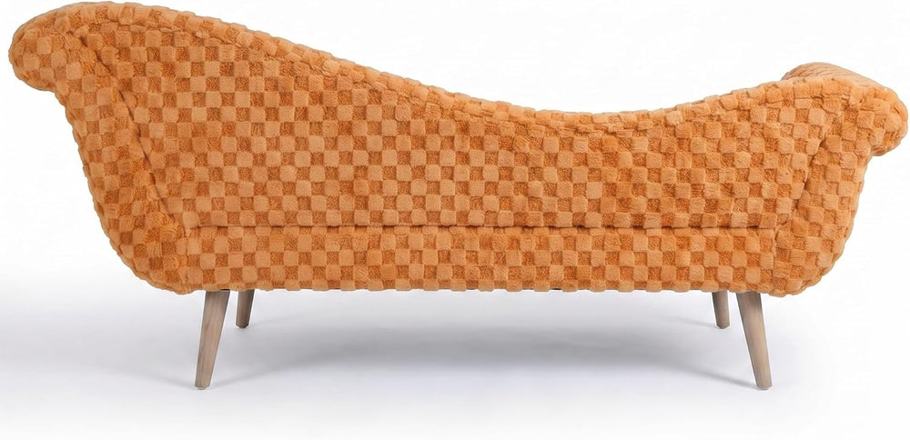 ERYE Upholstered Left Facing Chaise Lounge Chair W/Scroll Arms and Wood Legs,...